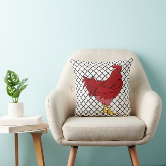 赤い鶏の枕 クッション (椅子)