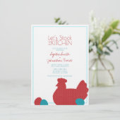 赤い鶏の田舎のキッチンカップルシャワー 招待状 (スタンド正面)