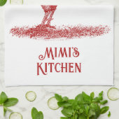 赤い鶏の茶タオルのカスタマイズ可能な名前 | プレゼント キッチンタオル (折り畳み)