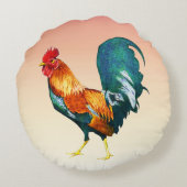 赤い鶏の鳥獣丸い枕 ラウンドクッション (裏面)