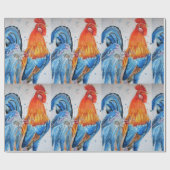 赤い鶏ロスターチキンウォーターカラーラッピング ラッピングペーパー (フラット)