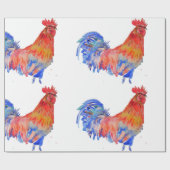 赤い鶏ロスターチキンウォーターカラーラッピングW ラッピングペーパー (フラット)