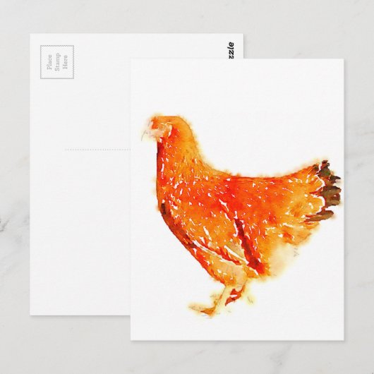赤い鶏 ポストカード (正面/裏面)