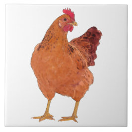 赤い鶏L -大きいセラミックタイル タイル