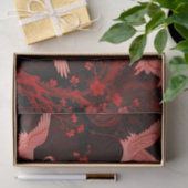 赤い鶴の桜のシノワズリーデザイン 薄葉紙 (ギフト)