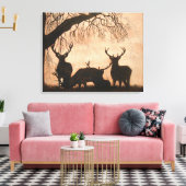 赤い鹿が引き伸ばしたキャンバス キャンバスプリント (インサイチュ (リビング))