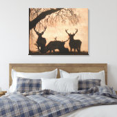 赤い鹿が引き伸ばしたキャンバス キャンバスプリント (インサイチュ (寝室))