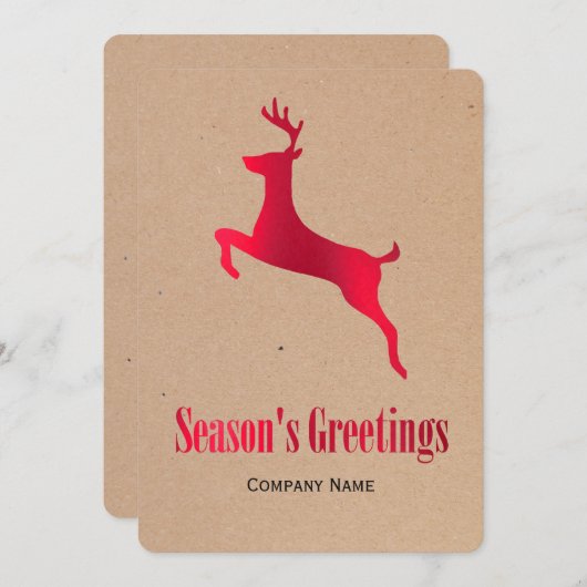 赤い鹿の企業のクリスマスカード シーズンカード (正面/裏面)