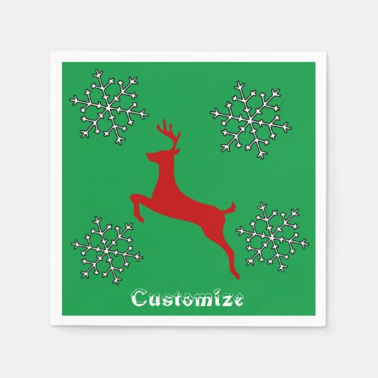 赤い鹿の雪片サンダー_コーブ スタンダードカクテルナプキン (正面)