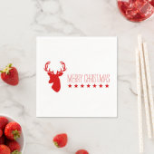 赤い鹿の頭と文字メリークリスマス スタンダードカクテルナプキン (インサイチュ)
