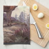 赤い鹿バイウィンフレッドオースティンヴィンテージ野生動物 キッチンタオル (四つ折り)