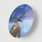 赤い鹿 ラウンド壁時計 (傾斜)