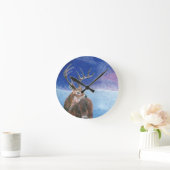 赤い鹿 ラウンド壁時計 (ホーム)