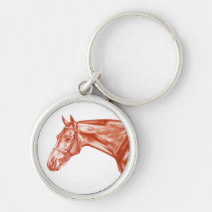 赤い黄土色のハンターの馬Keychain キーホルダー