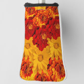 赤い黄色とオレンジのマリゴールドのメドレー ゴルフヘッドカバー (回転90)