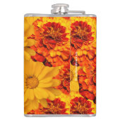 赤い黄色とオレンジのマリゴールドのメドレー フラスク (裏面)