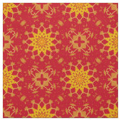 赤い黄色とオレンジの装飾的な幾何学的パターン ファブリック (見本)