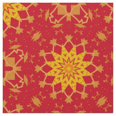 赤い黄色とオレンジの装飾的な幾何学的パターン ファブリック (クローズアップ)