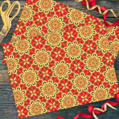 赤い黄色とオレンジ色のモザイク模様 薄葉紙