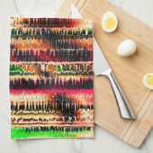 赤い黄色と緑の色のスライスストライプの紙 キッチンタオル (四つ折り)