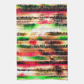 赤い黄色と緑の色のスライスストライプの紙 キッチンタオル (縦)