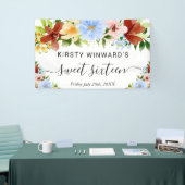 赤い黄色と青の花甘い16ようこそ 横断幕 (トレードショー)