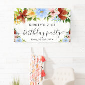 赤い黄色と青の花誕生日へようこそ 横断幕 (インサイチュ)