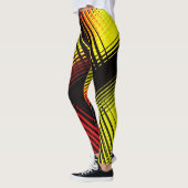 赤い黄色と黒の対角線のストライプのレギンス レギンス (左)