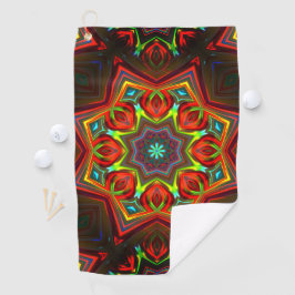 赤い黄色のねじれた8つの点を持つ星万華鏡のように千変万化するパターン ゴルフタオル