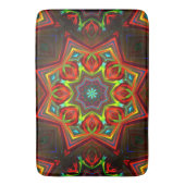 赤い黄色のねじれた8つの点を持つ星万華鏡のように千変万化するパターン バスマット (正面縦)