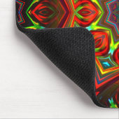 赤い黄色のねじれた8つの点を持つ星万華鏡のように千変万化するパターン マウスパッド (コーナー)