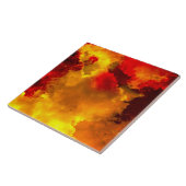 赤い黄色のオレンジ色の雲抽象芸術デジタルアート タイル (側面)