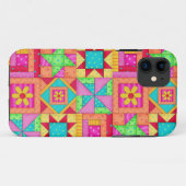 赤い黄色のカラフルパッチワークキルトアート Case-Mate iPhoneケース (裏面(横))