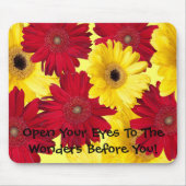 赤い黄色のガーベラクローズアップ写真カスタム マウスパッド (正面)