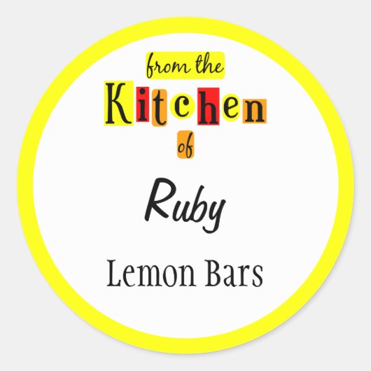 赤い黄色のステッカーのキッチンカスタムから ラウンドシール (正面)