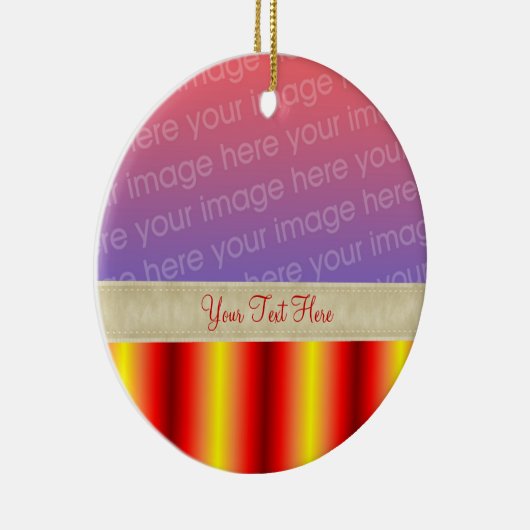 赤い黄色のストライプオーナメント セラミックオーナメント (右)