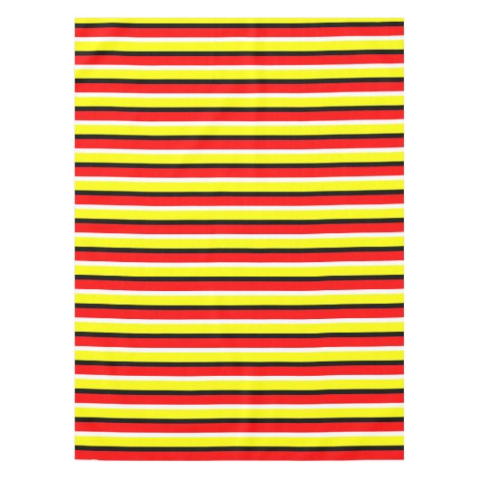 赤い黄色のストライプデザイン テーブルクロス (正面)