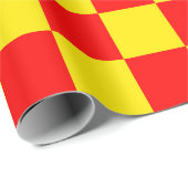 赤い黄色のチェック市松模様にパターンデザイン ラッピングペーパー (ロールコーナー)