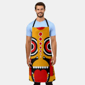 赤い黄色のチキ エプロン (着用した状態)