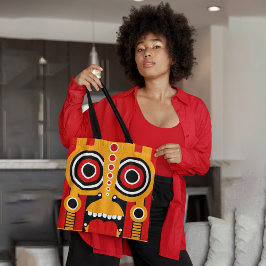 赤い黄色のチキ トートバッグ