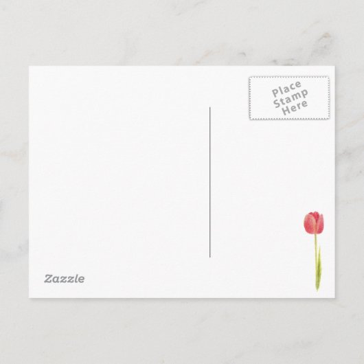 赤い黄色のチューリップの花を保存する 案内ポストカード (裏面)