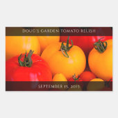 赤い黄色のトマト食品野菜 長方形シール (正面)