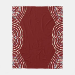 赤い黄色のピンクブルー同心円ハートレインボー フリースブランケット