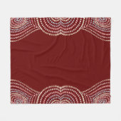 赤い黄色のピンクブルー同心円ハートレインボー フリースブランケット (正面(横))