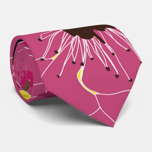 赤い黄色のフローラの花の桜の首のネクタイ ネクタイ (ロール)