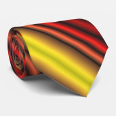 赤い黄色の光沢のあるストライプパターン ネクタイ (ロール)