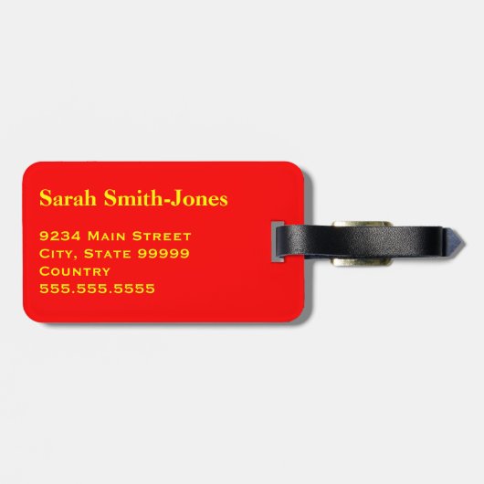 赤い黄色の壊れやすい取っ気に手ありありがとう ラゲッジタグ (裏面横)