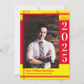 赤い黄色の学校のカラー卒業写真プライド 招待状 (正面)