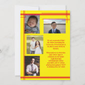 赤い黄色の学校のカラー卒業写真プライド 招待状 (裏面)