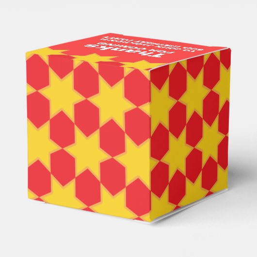 赤い黄色の星模様のパーティーまたはイベントギフトボックス フェイバーボックス (裏面サイド)